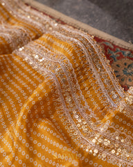 Deep Mustard Yellow crape silk fancy saree