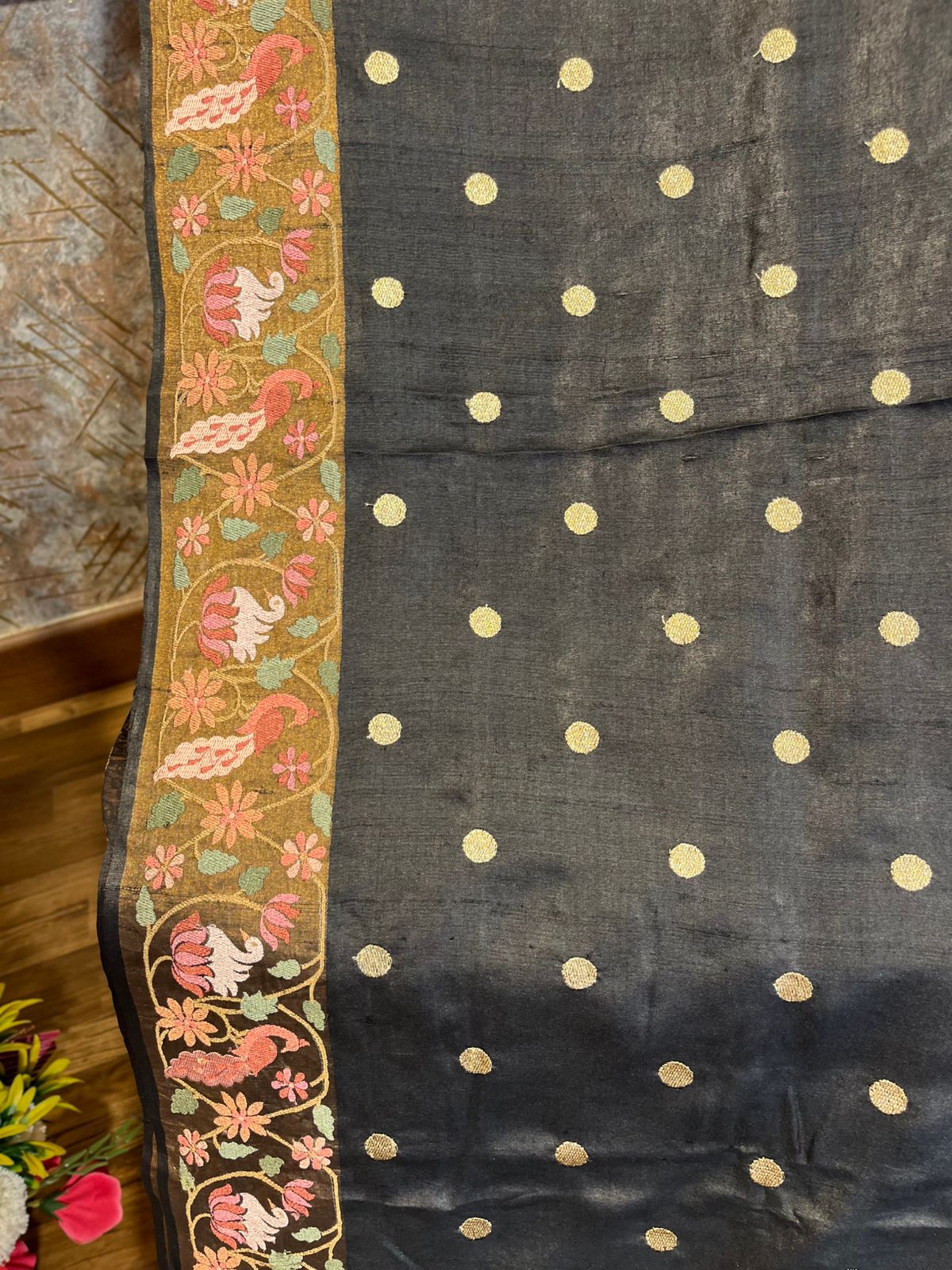 Black Shade Pure Tussar Saree