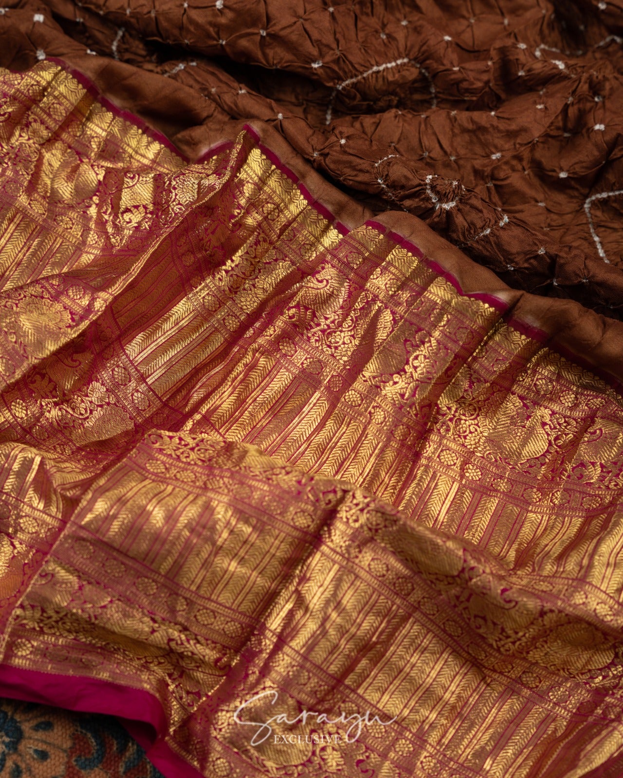 Deep Brown and Maroon Pure Kanchi Hand Bandhini