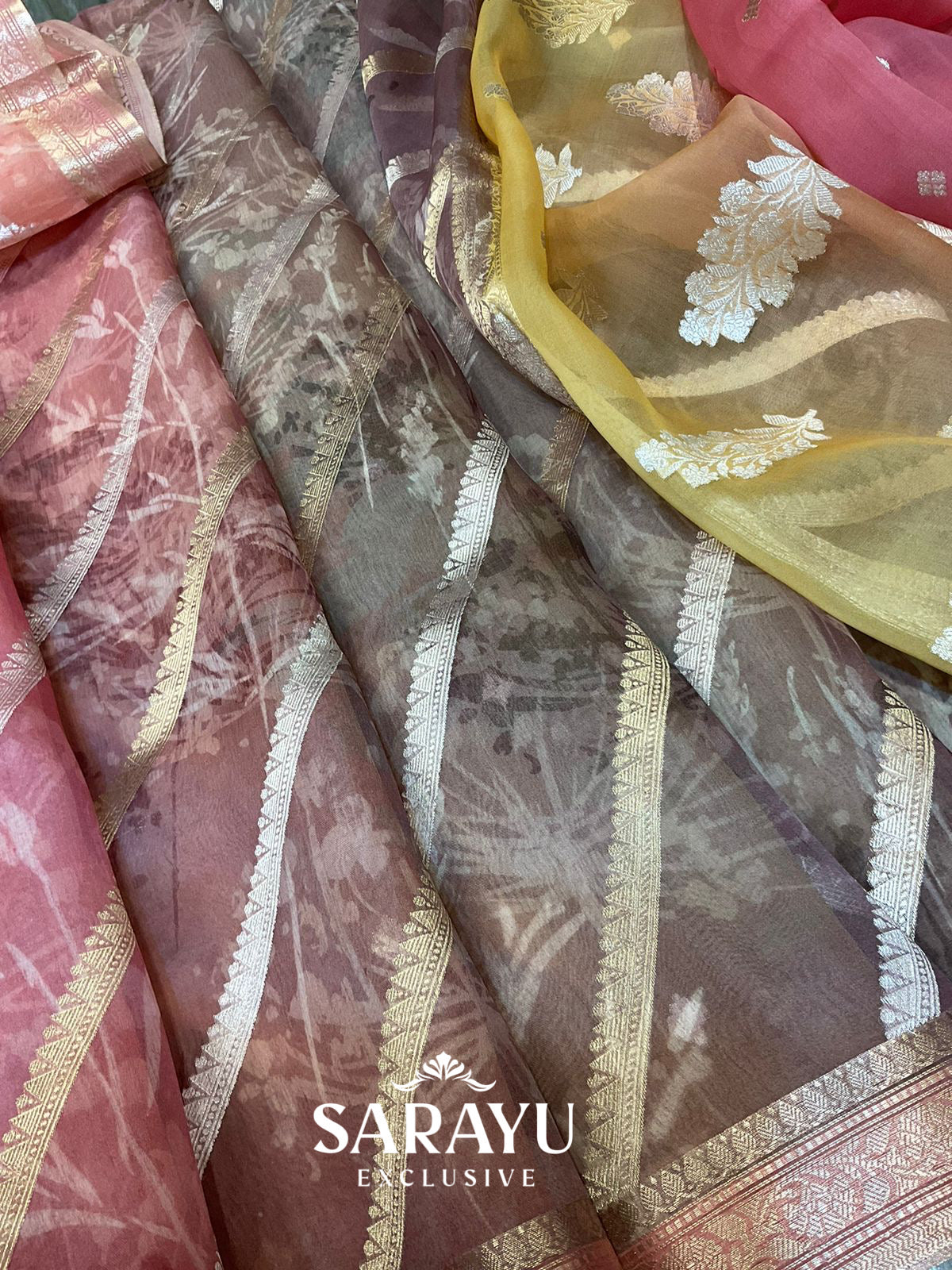 Mauve Handwoven Organza Pure Silks