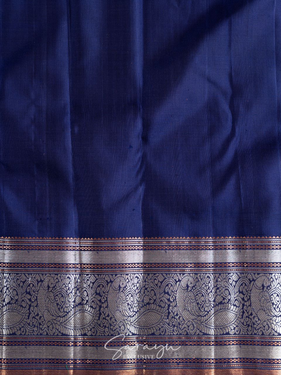 Pink and blue pure kanchi silk