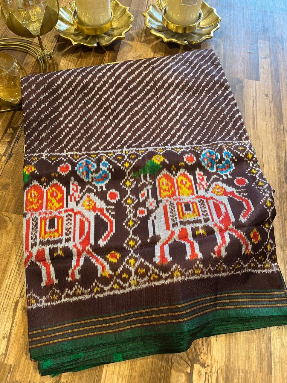 Dark Chocolate Brown Laheria Twill ikkat