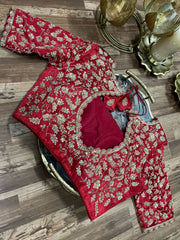 Red Velvet  Handworked Blouse