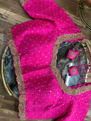 Rani Pink Pure Rawsilk Handworked Blouse