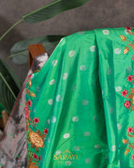 Green Cutwork Embrodered Triple Saree