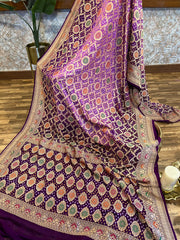 Purple Double Shaded Banarasi Bandhini Georgette