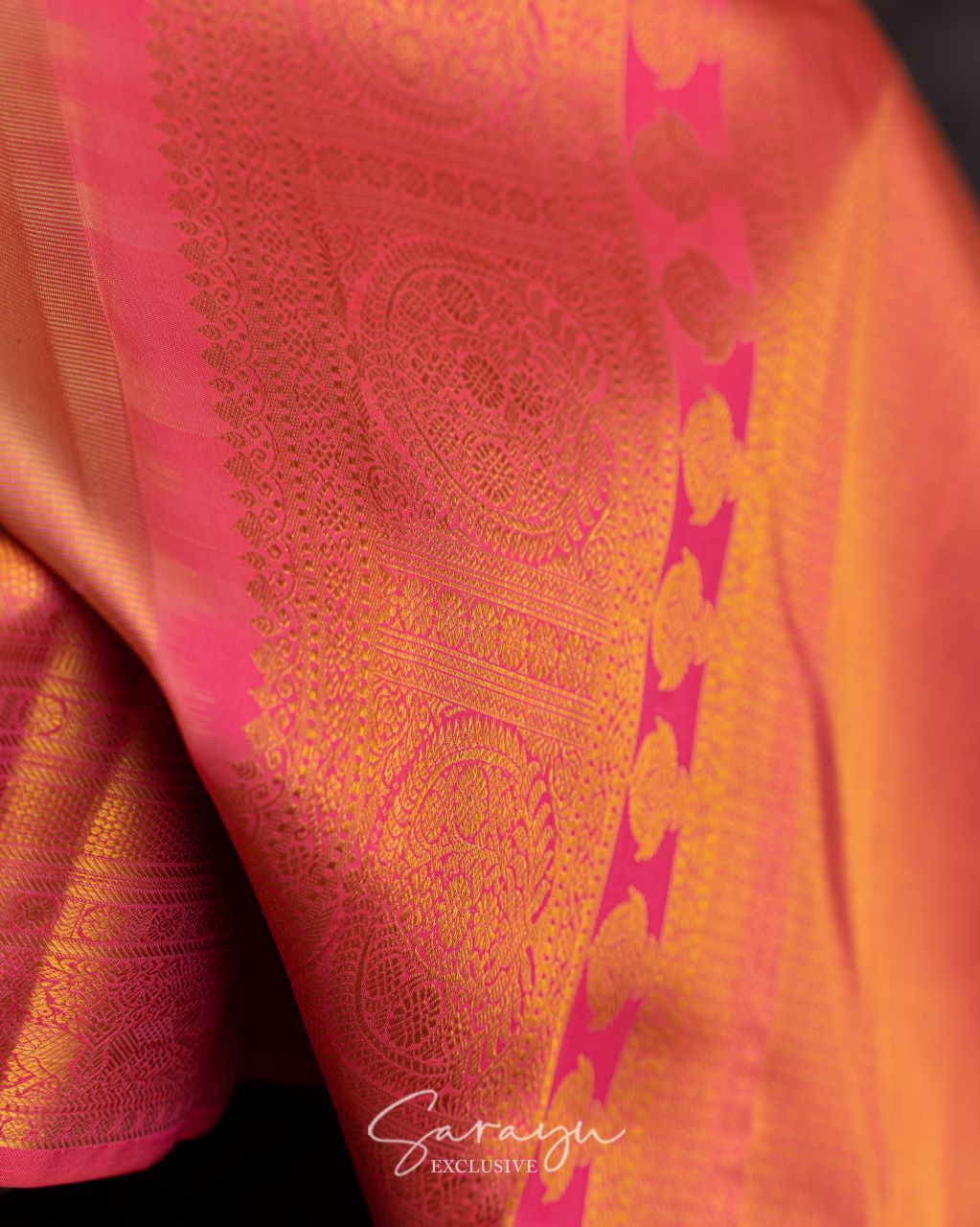 Pista and coral pink pure kanchi silk