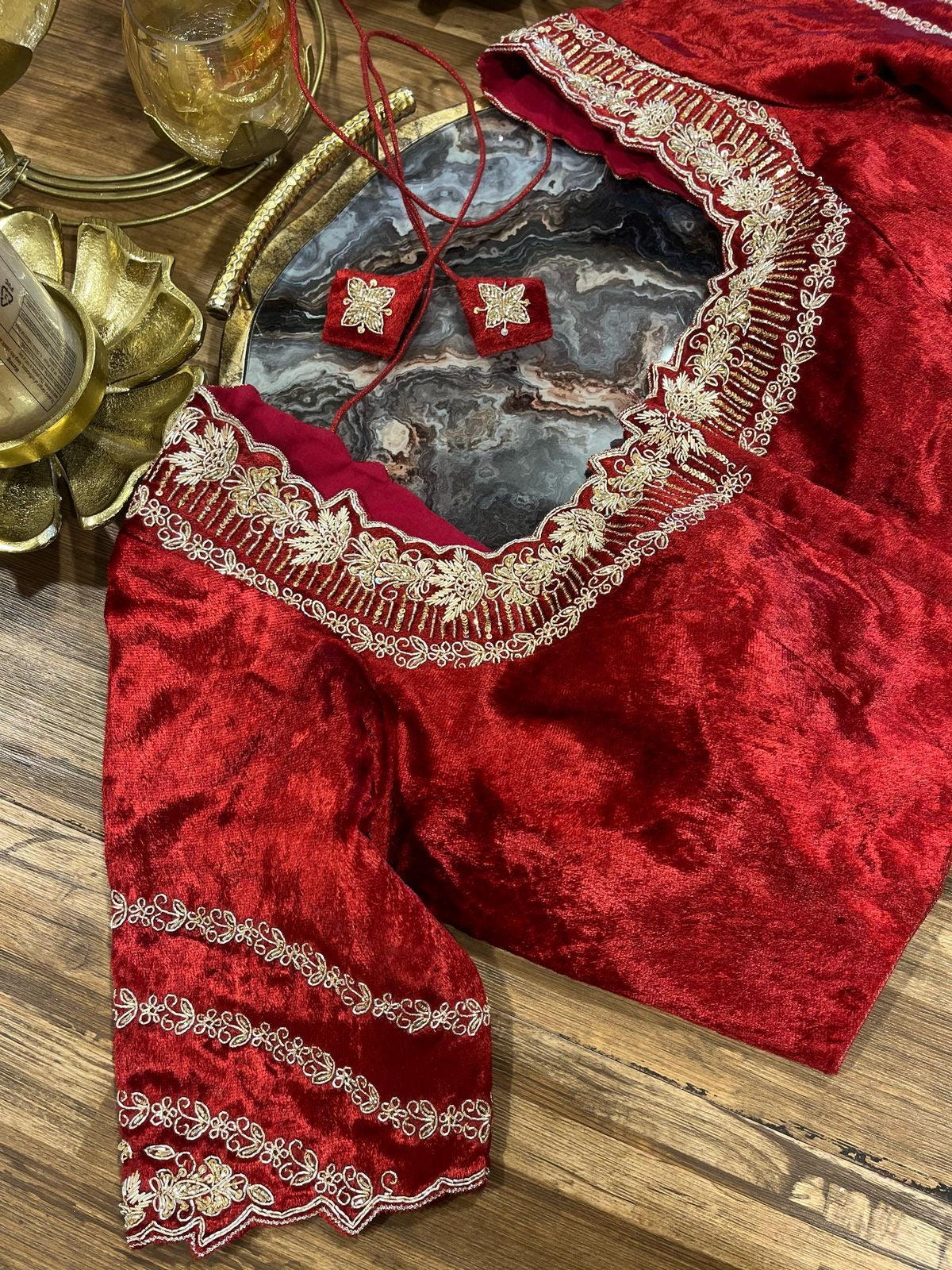 Red Velvet Designer Blouse