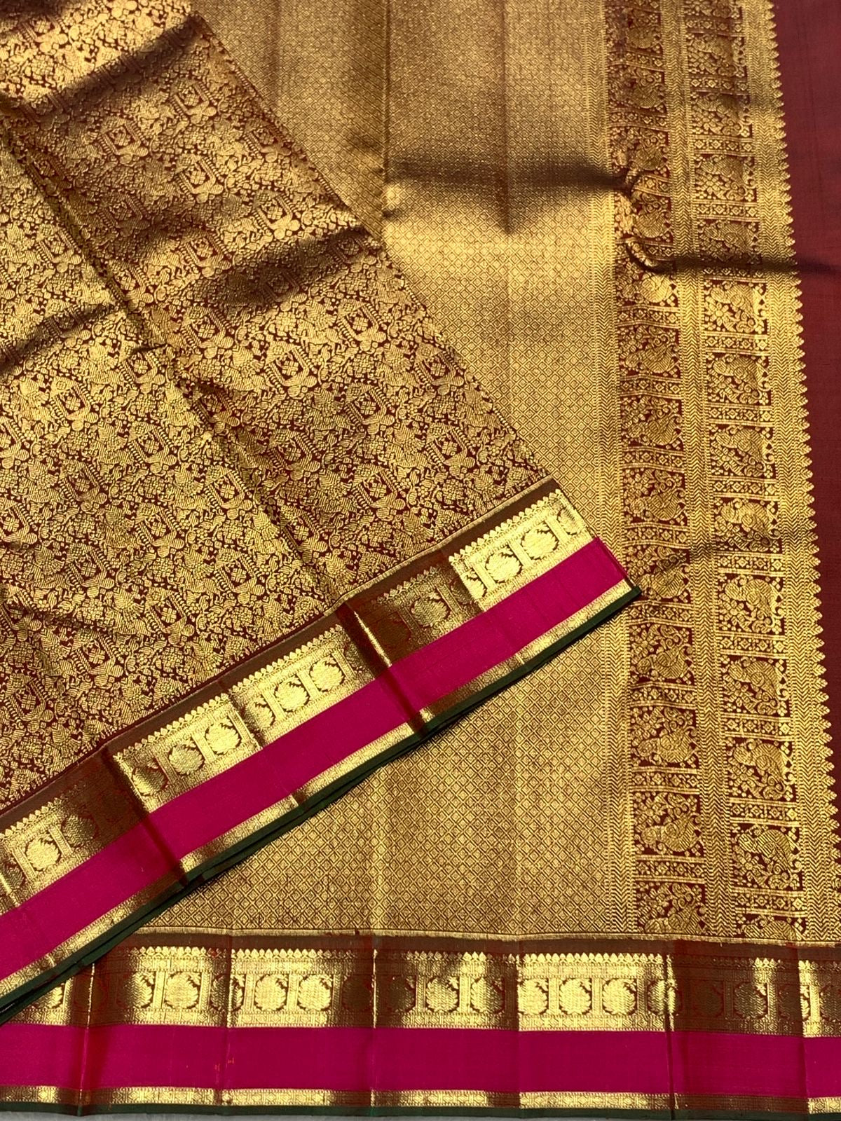 Brown and Maroon Kanchi Pattu