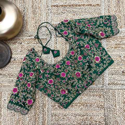 Green Maggam Work Blouse