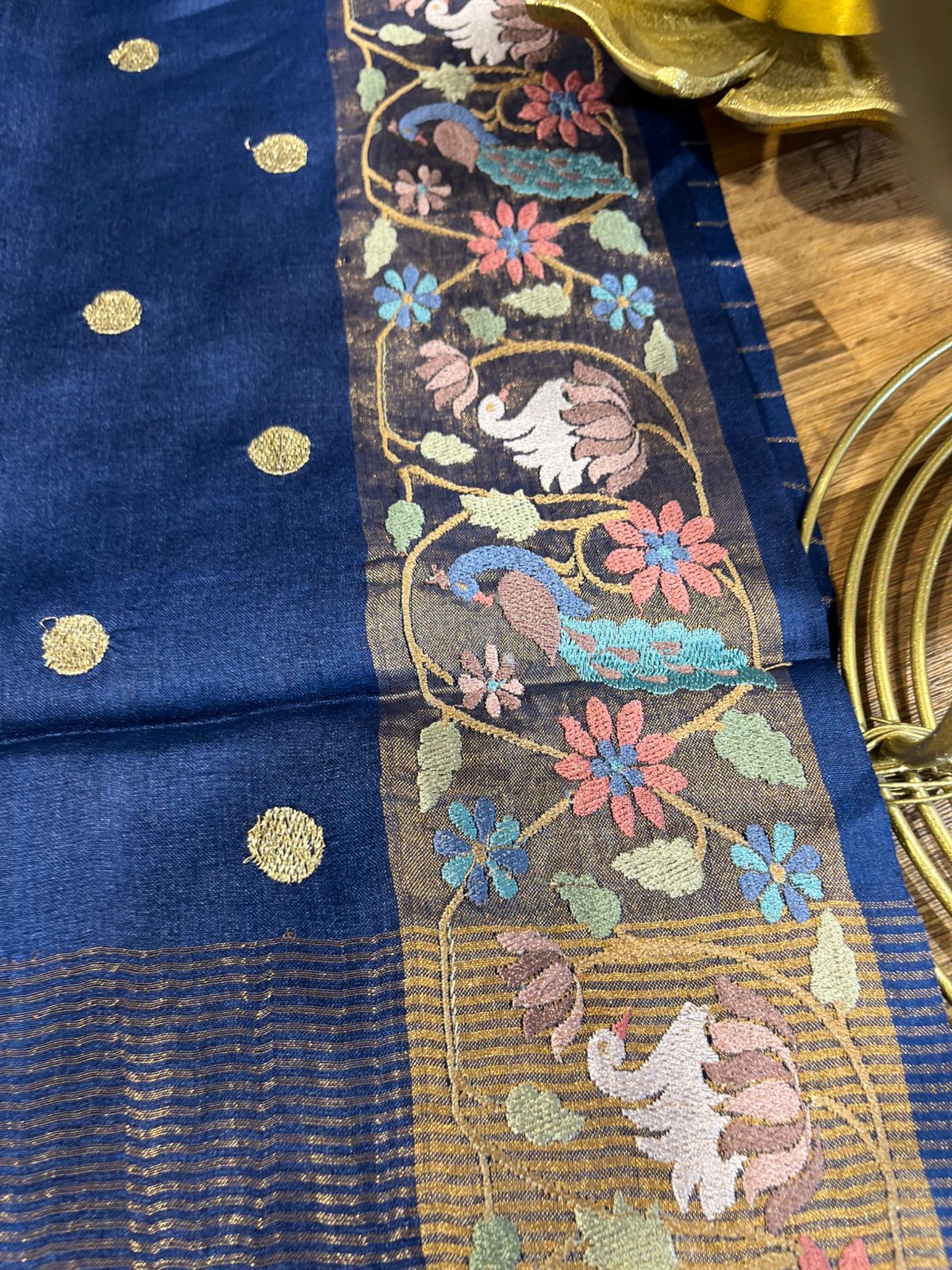 Navy Blue Shade Pure Tussar Saree