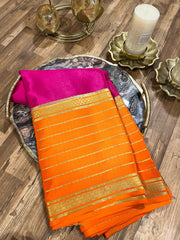 Pink and Orange Mysore Silk