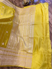 Lime Green Banarasi Mashru Silk Saree