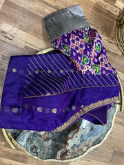 Purple Pure Silk and Patola, Paithani Fusion Blouse