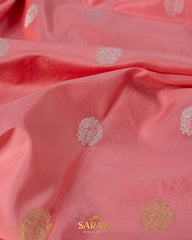 Peach Banarasi Pure Katan Silk Saree