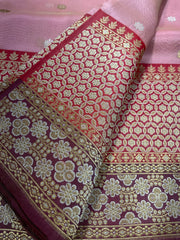 Peach Banarasi Kora Silk