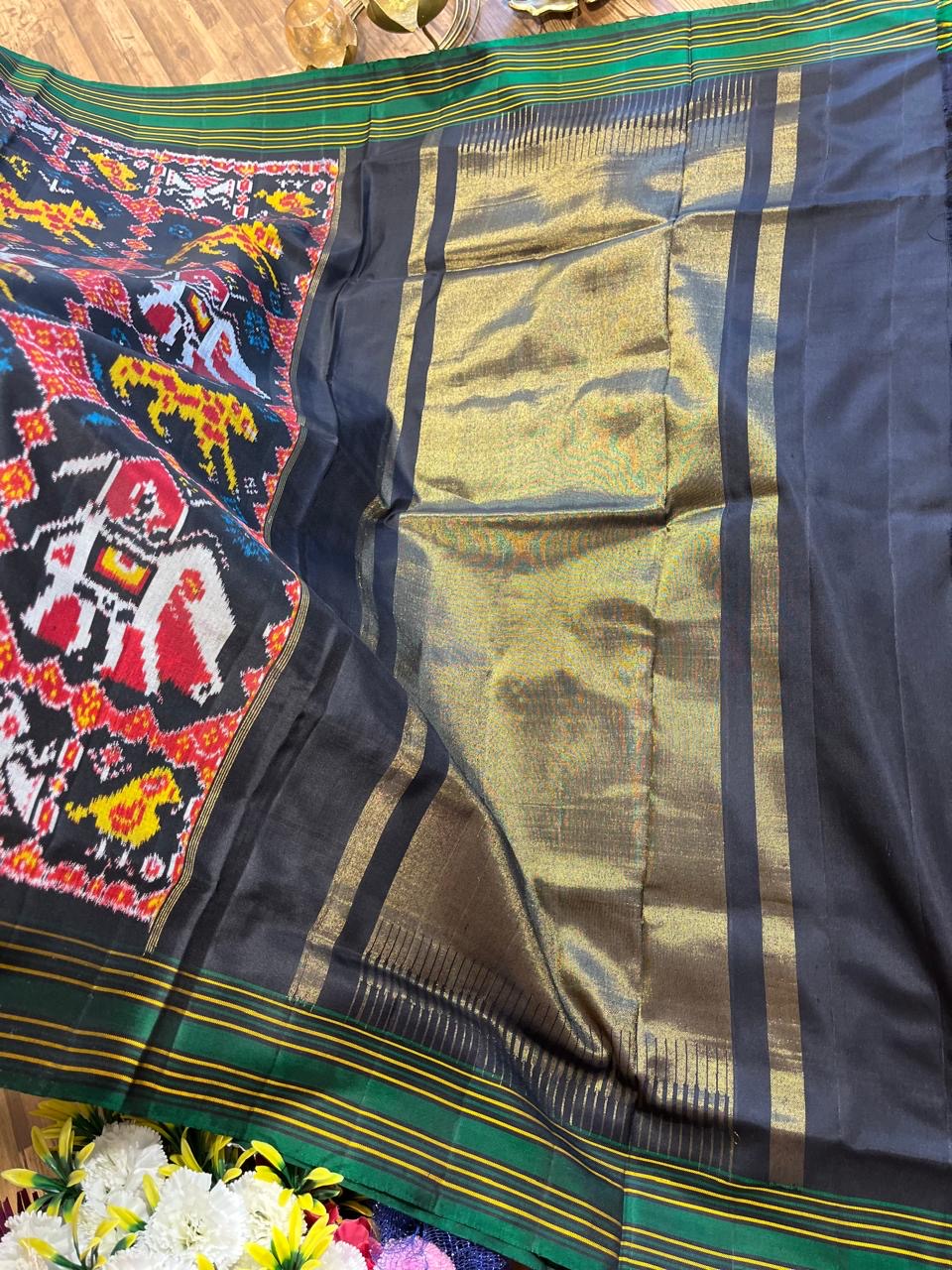 Black and Green Twill ikkat