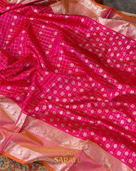 Red and Pink Kalanetha Venkatagiri Pure Silk