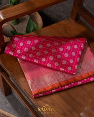 Red and Pink Kalanetha Venkatagiri Pure Silk