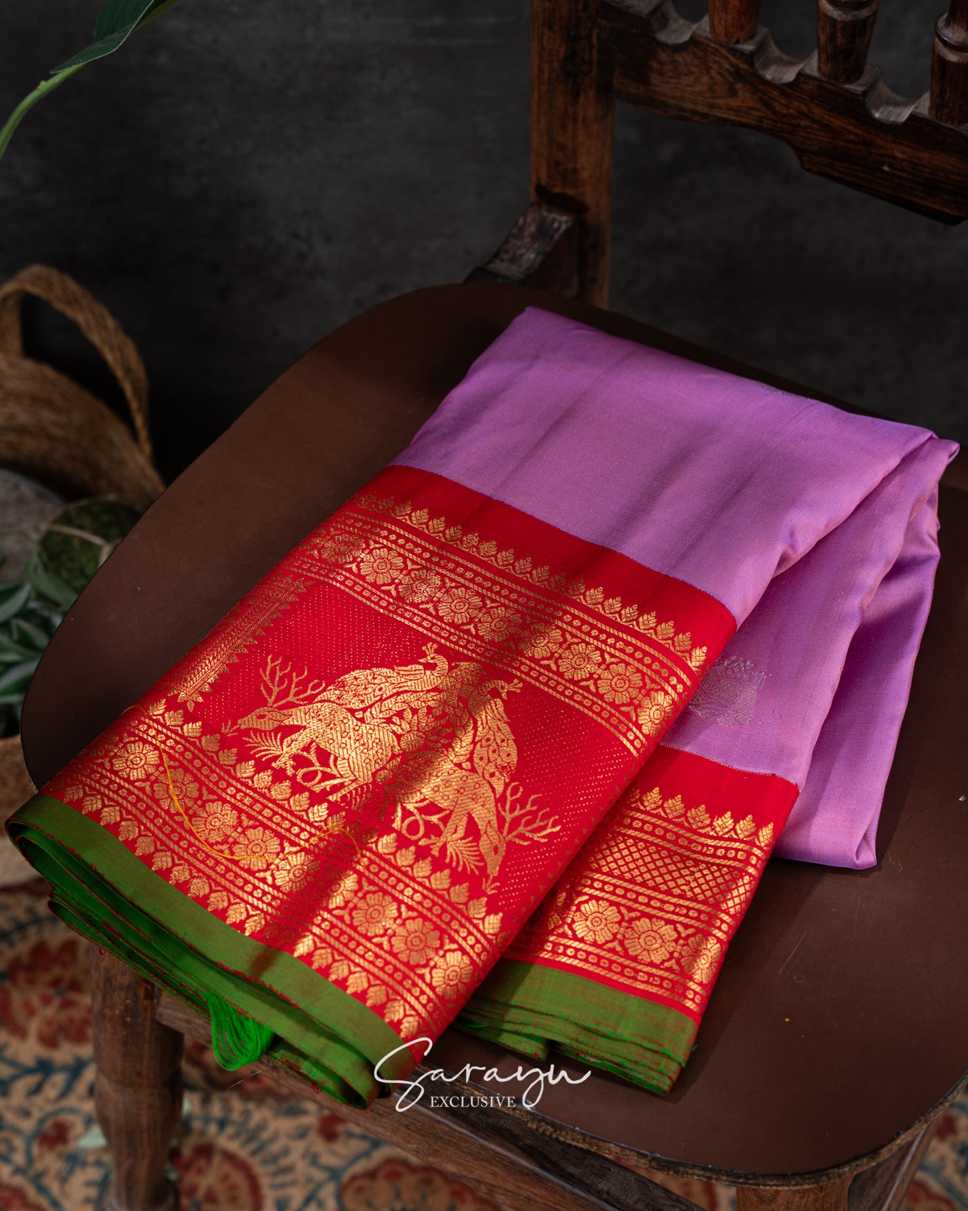 Old Rose Pink and Red Color Combination Double Weave Gadwal Pattu