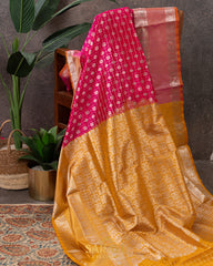 Red and Pink Kalanetha Venkatagiri Pure Silk