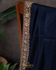 Deep Navy Pure German Silk Designer Saree