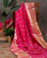 Red and Pink Kalanetha Venkatagiri Pure Silk