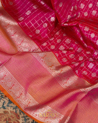 Red and Pink Kalanetha Venkatagiri Pure Silk