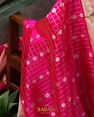 Red and Pink Kalanetha Venkatagiri Pure Silk