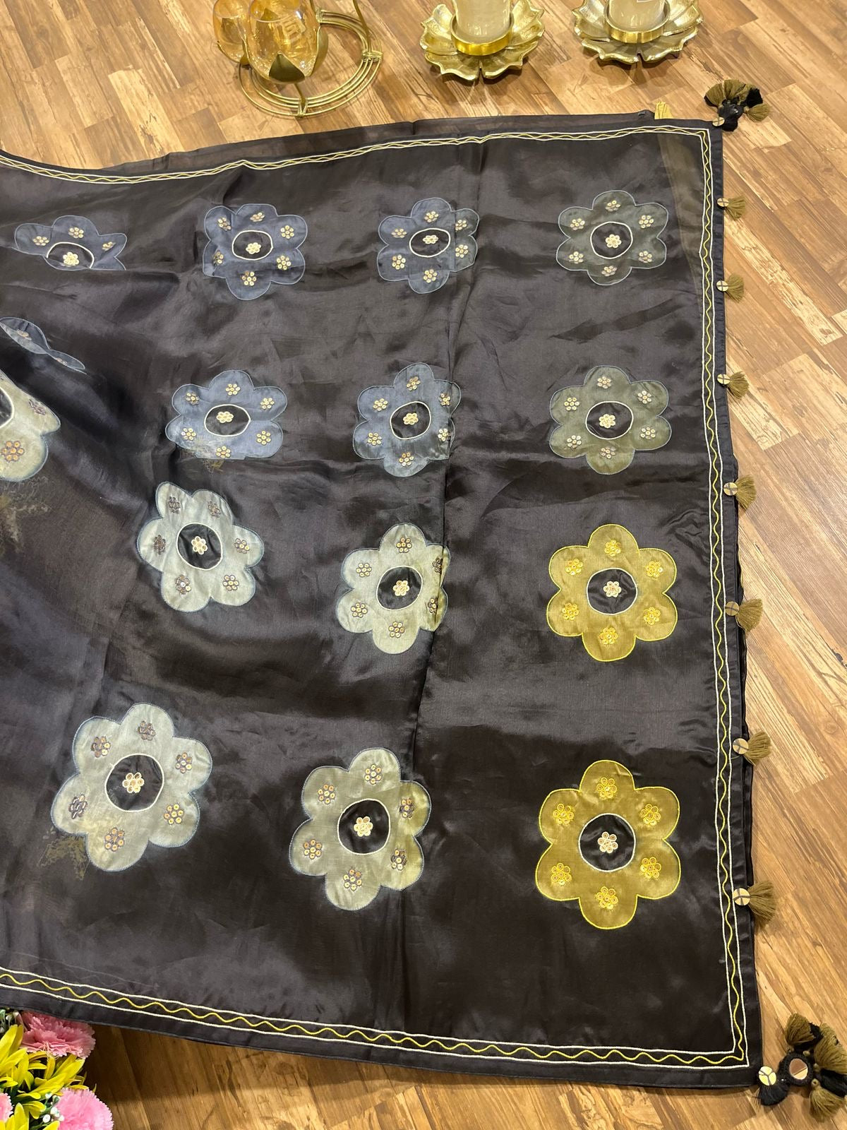 Black Designer Organza