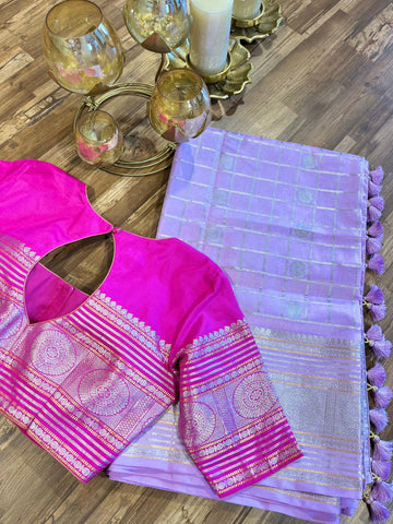 Lavender and Pinn Venkatgiri Pure Silk