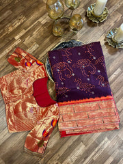 Brown Triple Muniya Paithani Bandhini