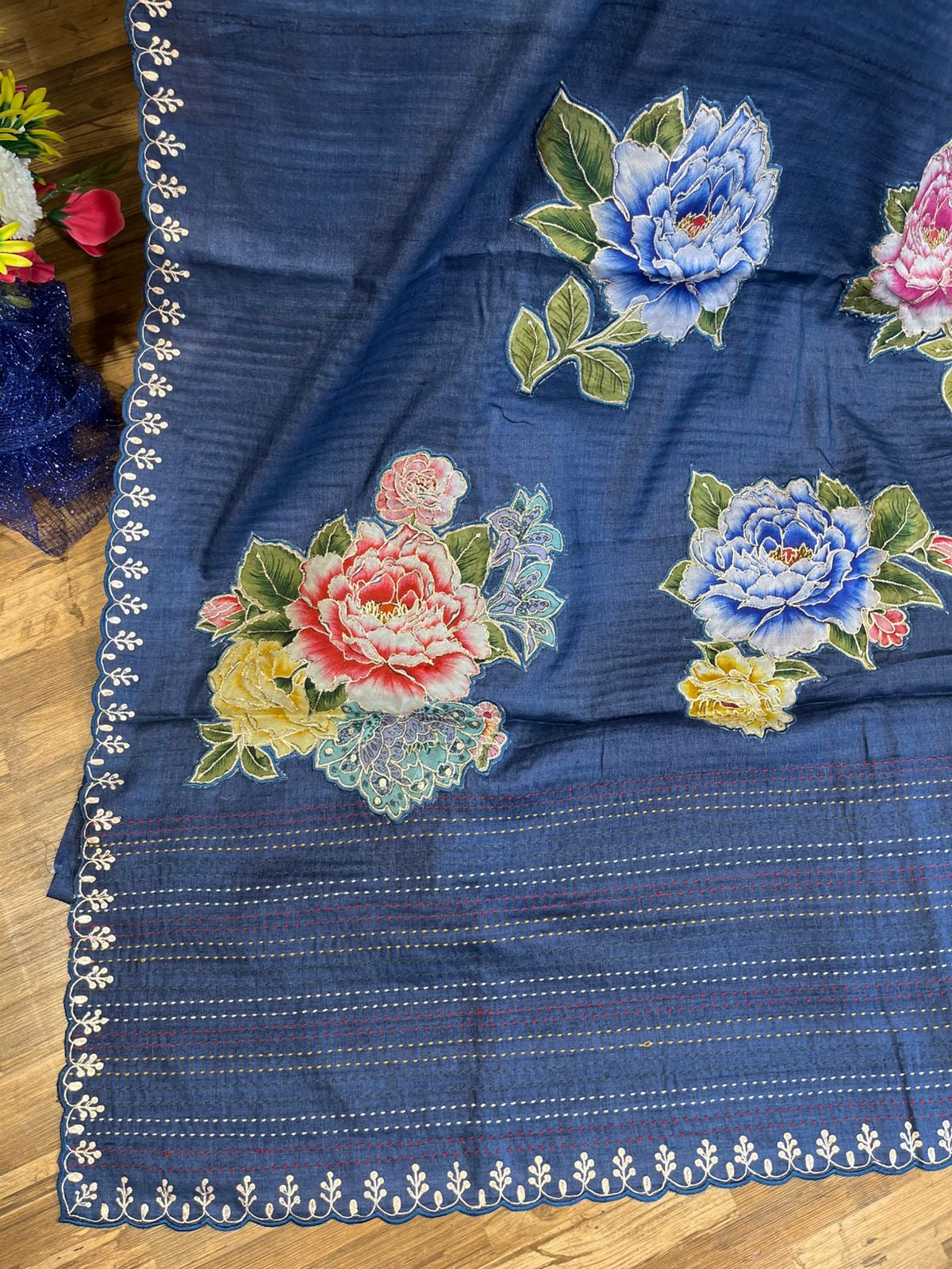 Navy Shade Pure Tussar Saree