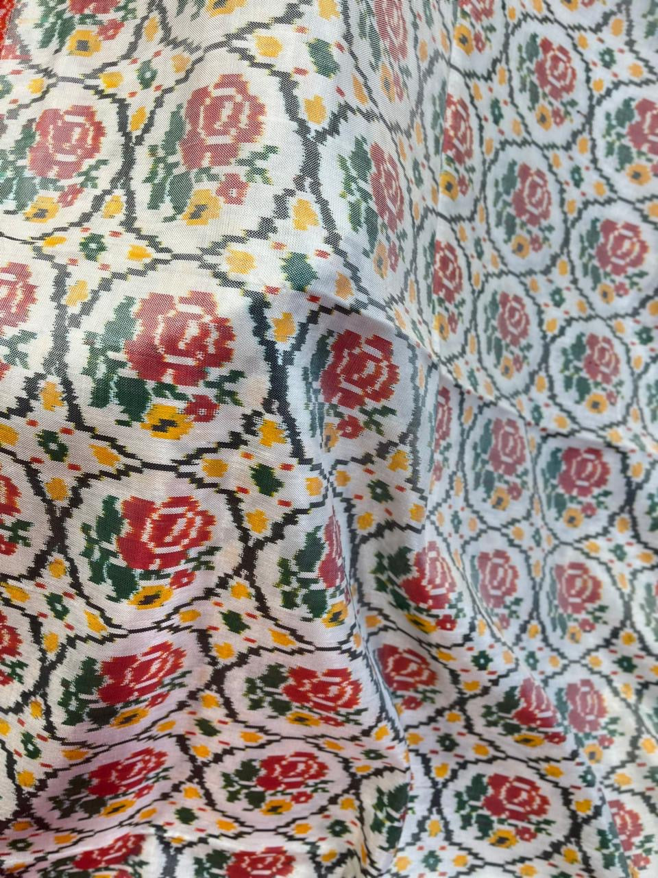 Beige and Red Twill ikkat