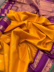 Deep Mustard Yellow Pure Kanchi Vintage Pattu