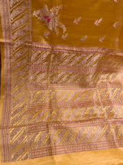 Mustard Yellow Banarasi Mashru Silk Saree