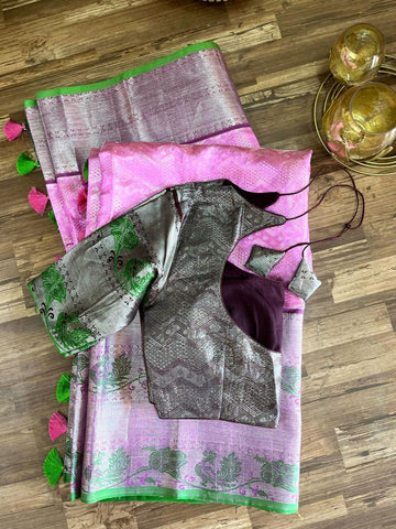 Pink and Brown Venkatgiri Silk