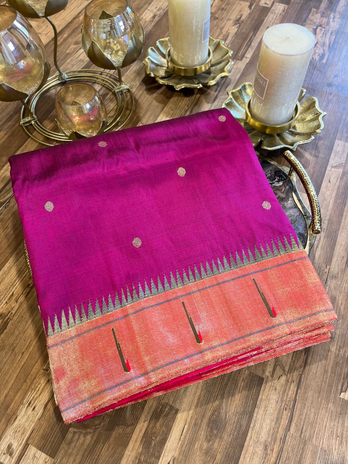 Magenta Pink Single Muniya Pure Paithani !!