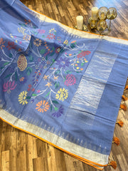 Light ink Blue Pure Handloom Jamdhani