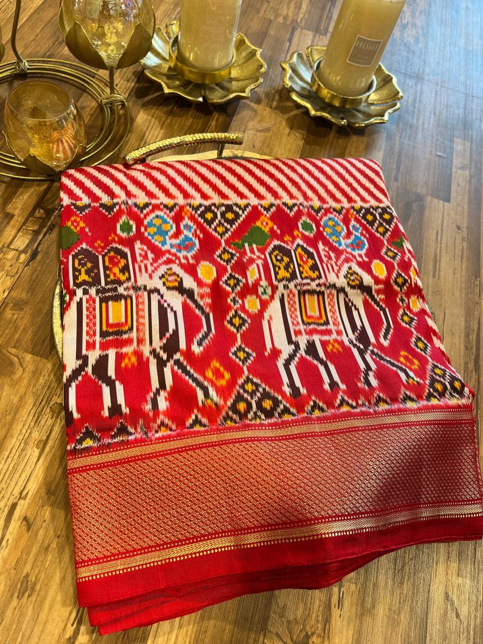 Red laheria Twill ikkat