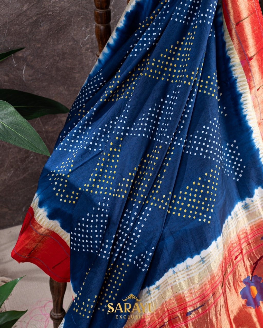 Ink Blue Single Muniya Paithani Bandhini