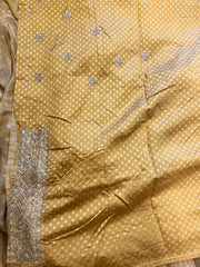 Golden Tissue Handloom Handworked Organza Saree