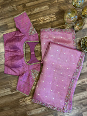 Rose Pink Fancy Kota Silk