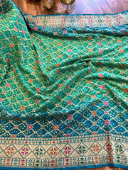 Double Shaded Sea Green Banarasi Bandhini Georgette