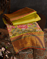Apple Green and Red Exclusive Designer Pure  kanchi