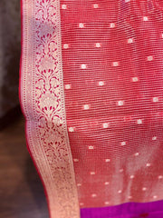 Red and Purple Combination Fancy Kota and Banaras Fusion