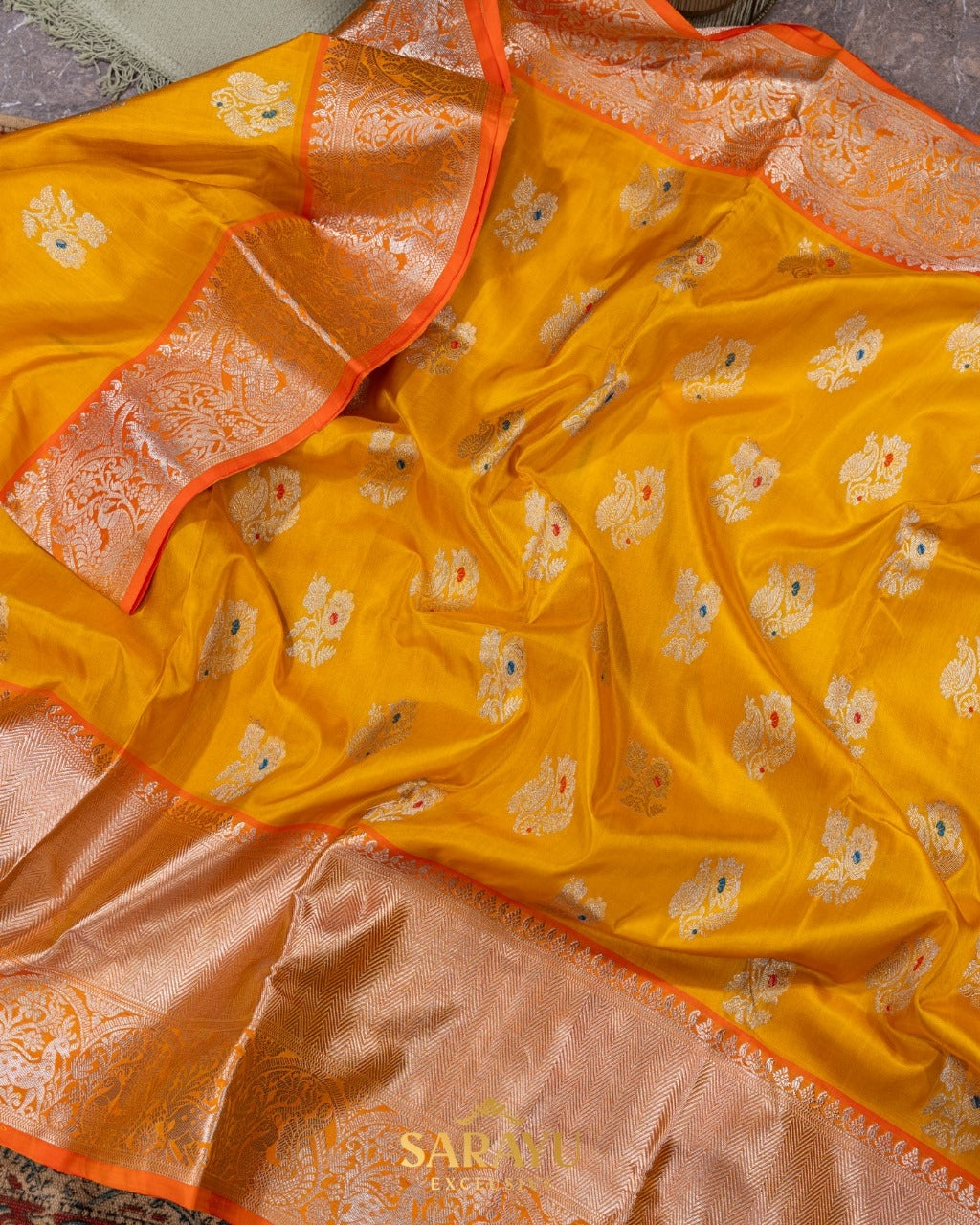 Yellow and Orange Venkatagiri Silk