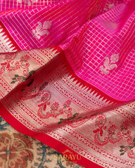 Pink and Red Pure Venkatgiri Silk