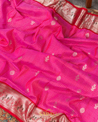 Pink and Red Pure Venkatgiri Silk