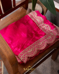 Pink Italian German Pure Silk Designer Saree